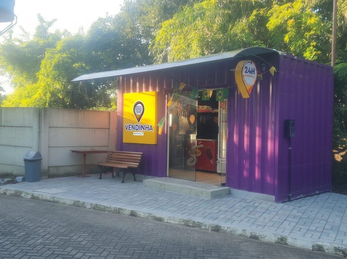 Vendinha Container instalada em área externa